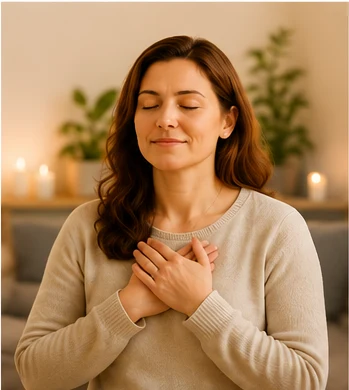 Une femme pratique un exercice pour accueillir ses émotions avec sérénité